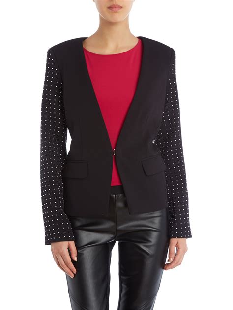 schwarzer blazer mit streifen am ärmel von michael kors|Michael Michael Kors Blazer Mit Kristallen .